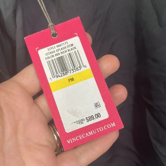 NWT Vince Camuto Black Ruffle Sleeve V-Neck Blouse Women's Size Petite M… - Picture 5 of 9